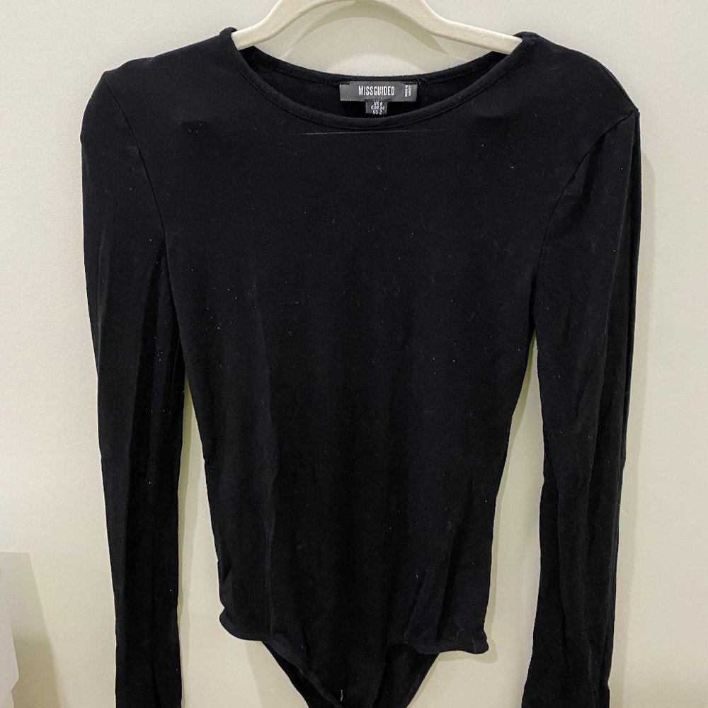 Missguided Black Long Sleeve Bodysuit